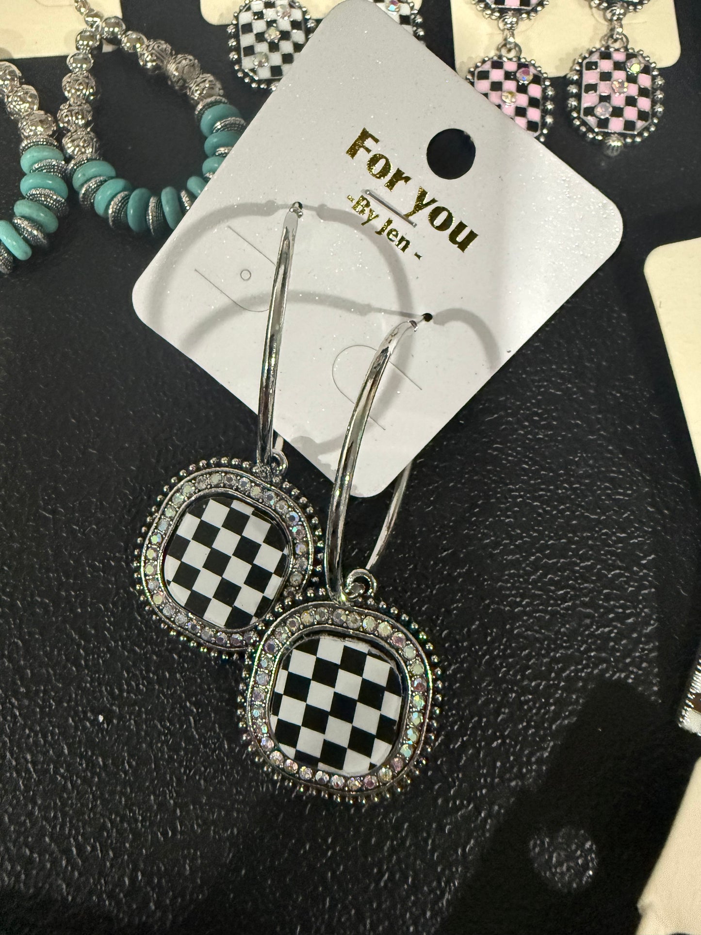 Faux Checked Earrings