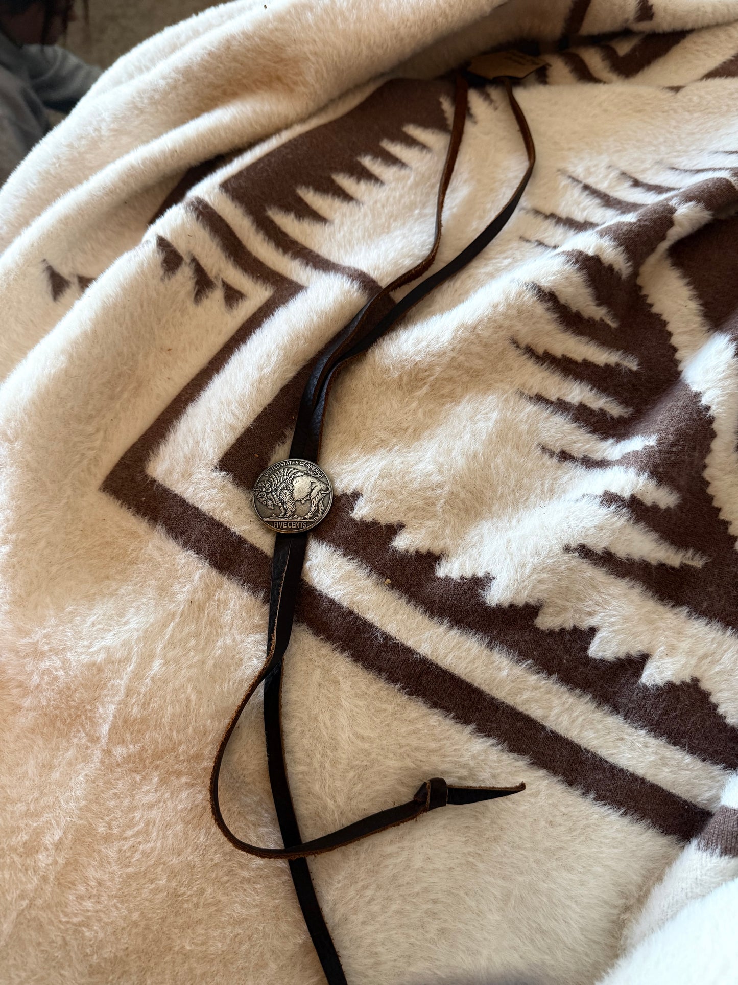 Kodiak Leather Adjustable Bolo with Coin Concho
