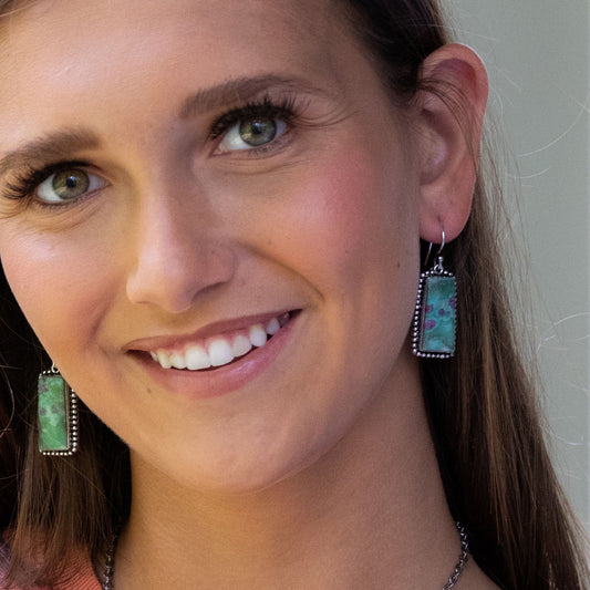 Kasha Semiprecious Large Stone Dangle Earrings Mutiple Stones Available