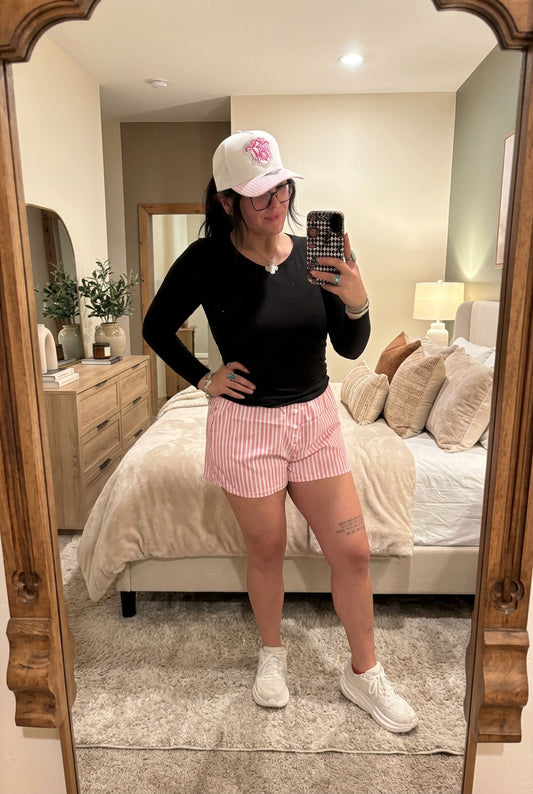 Striped Lounge Satin Shorts
