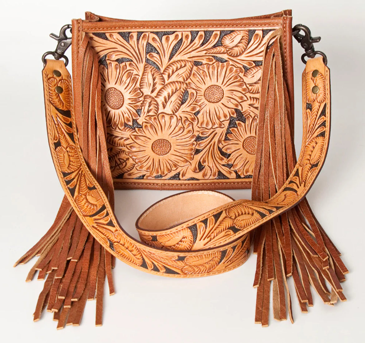 Messenger Hand Tooled Genuine Leather Women Bag Western Handbag Purse American Darling