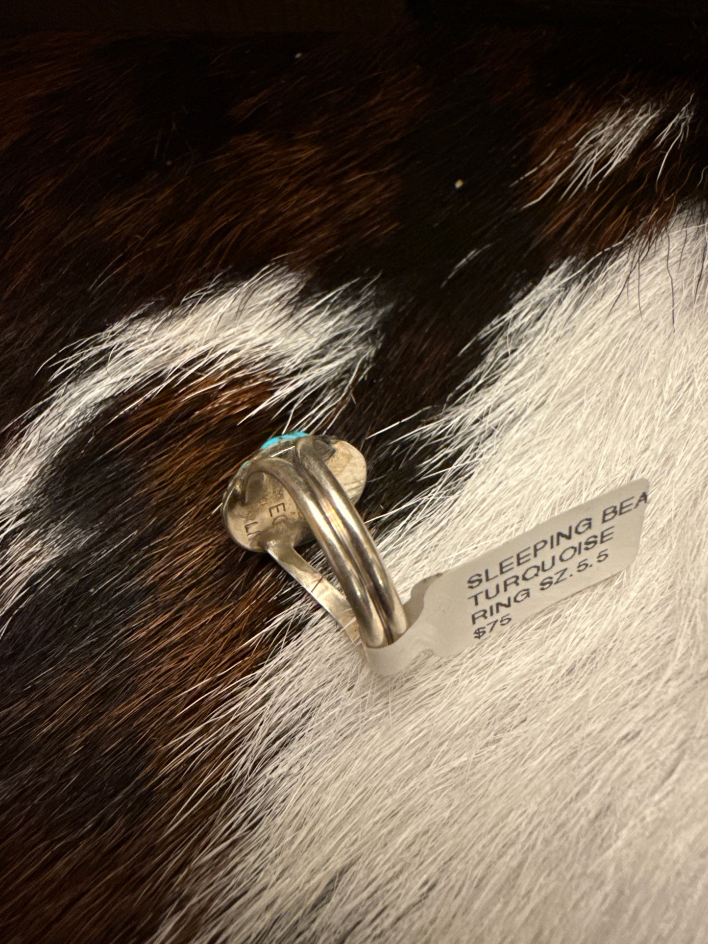 Byron Begay Navajo Sterling Silver Sleeping Beauty Turquoise Handmade Ring marked size 5.5