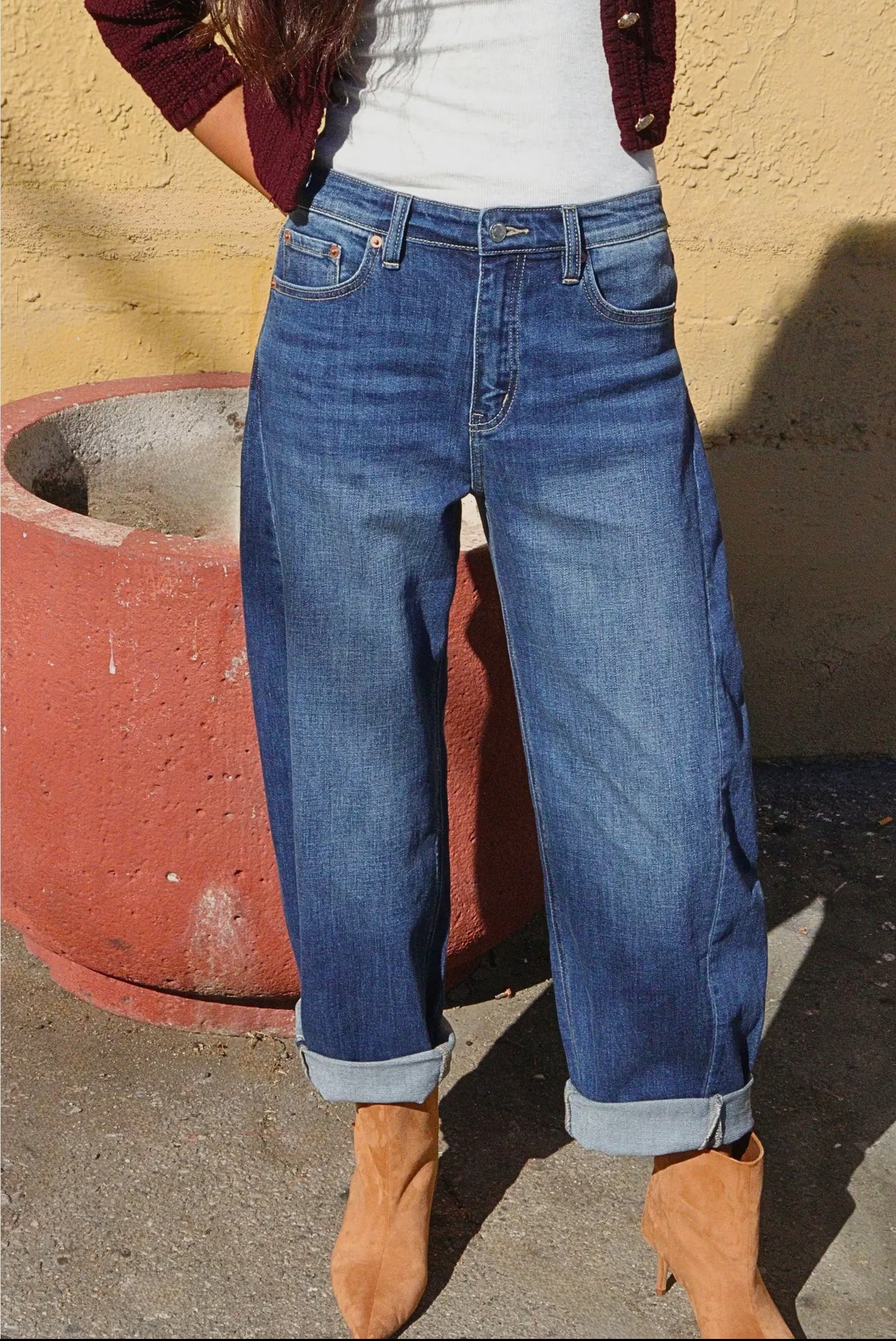 ARTEMIS VINTAGE High Rise Relaxed Tapered Dark Wash Barrel Jeans