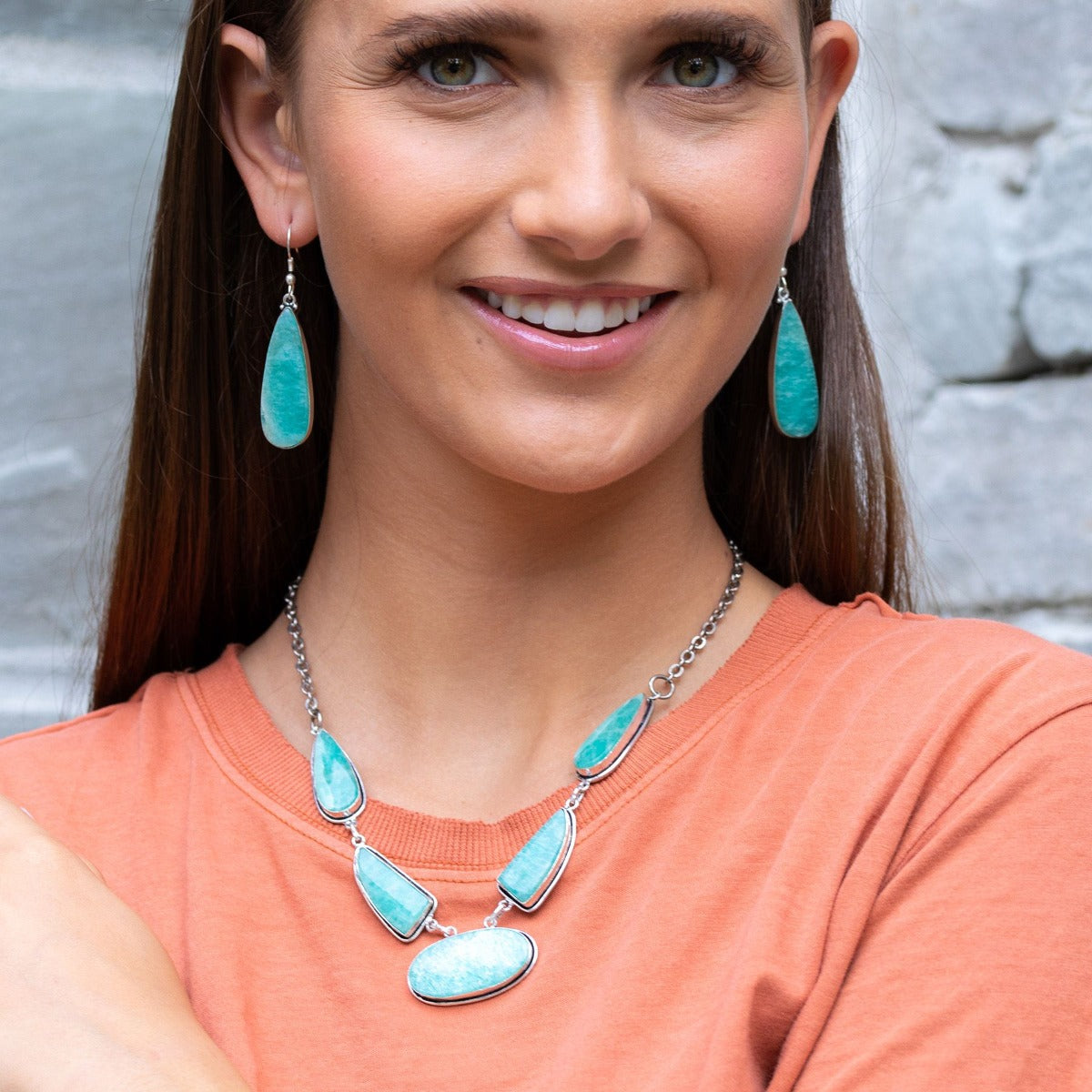 Kashi Semiprecious Stone Bib Necklace – Amazonite