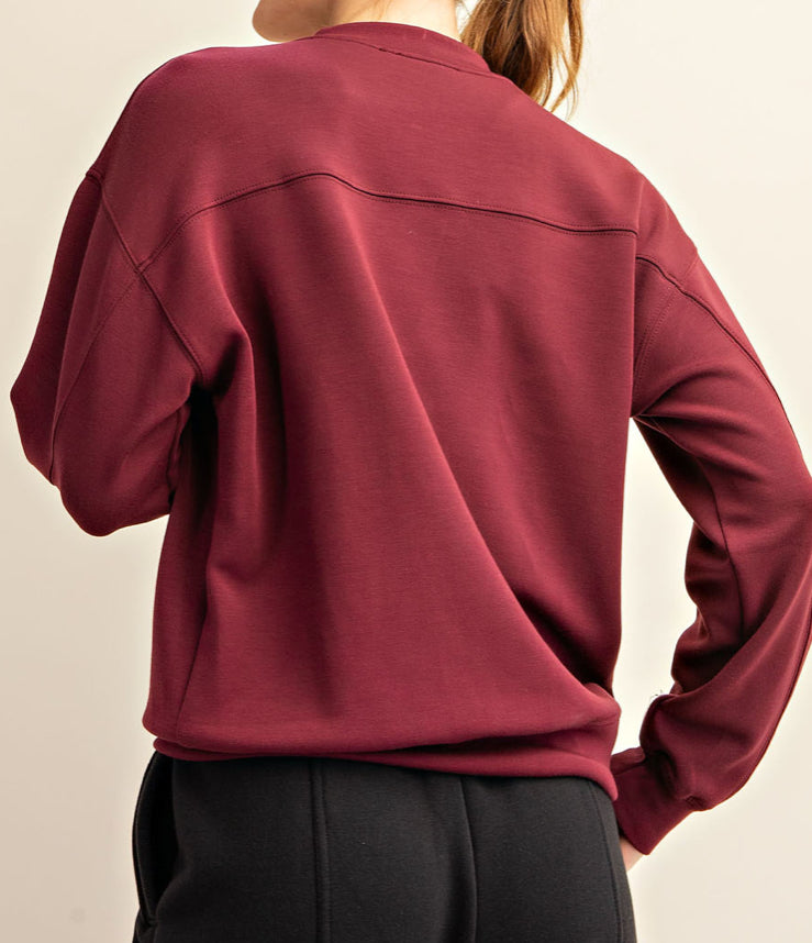 MODAL POLY SPAN SCUBA MOCK NECK PULLOVER