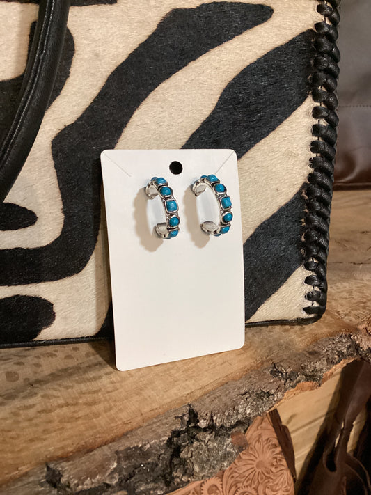 Small Faux Turquoise Hoops
