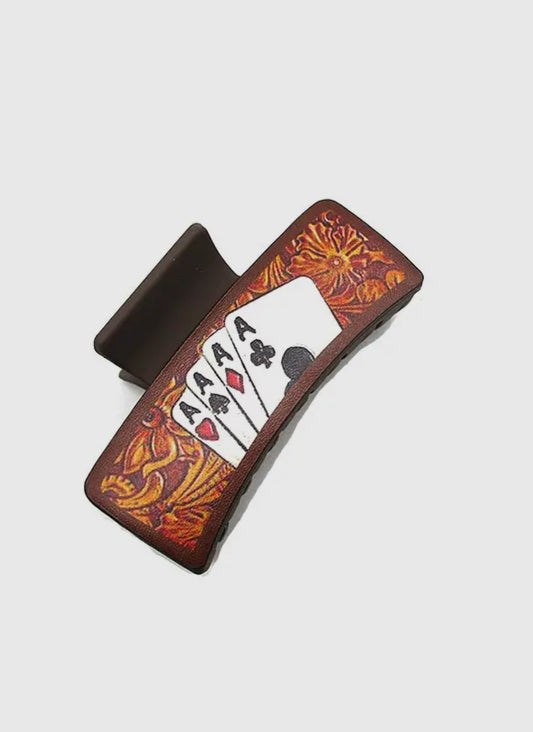 Tooled Leather Hair Claw Clips