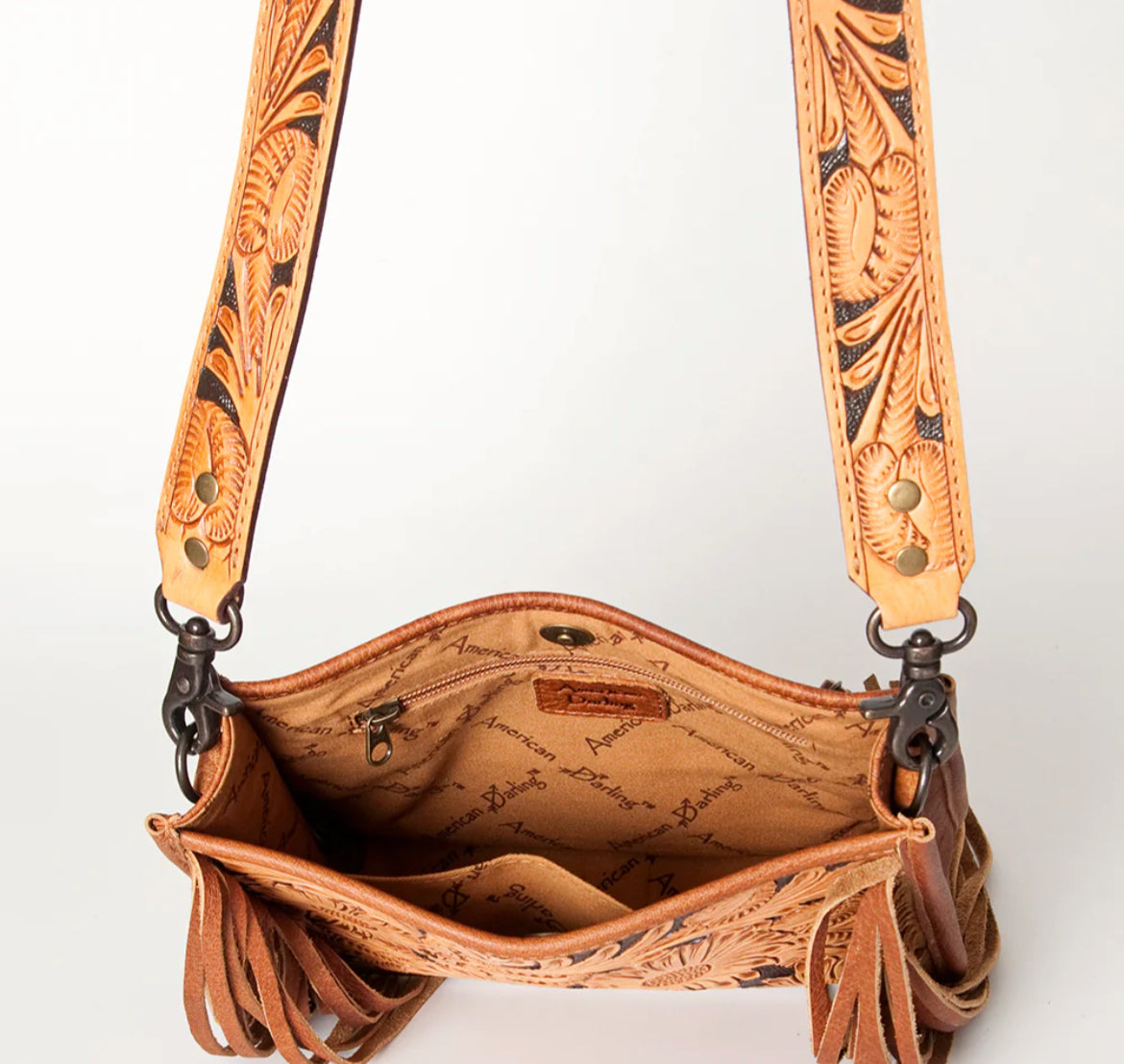 Messenger Hand Tooled Genuine Leather Women Bag Western Handbag Purse American Darling