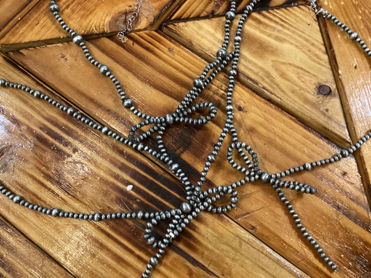 Western Bow FAUX Navajo Pearl Ribbon Necklace