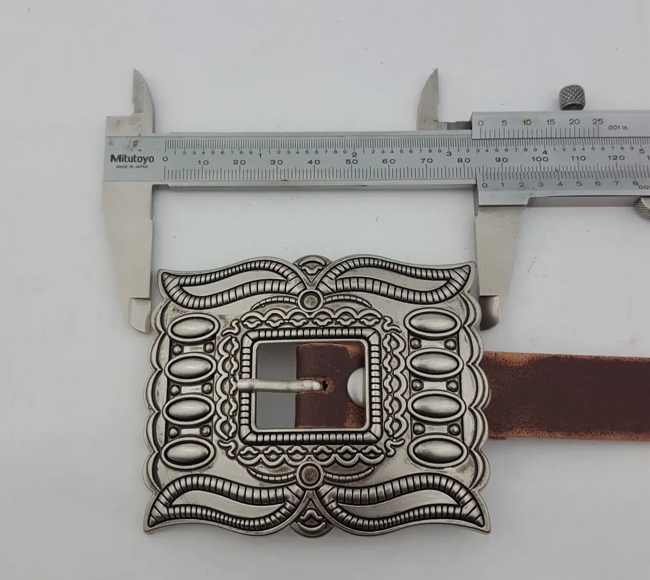 Western Silver Rectangular Concho Leather Belt