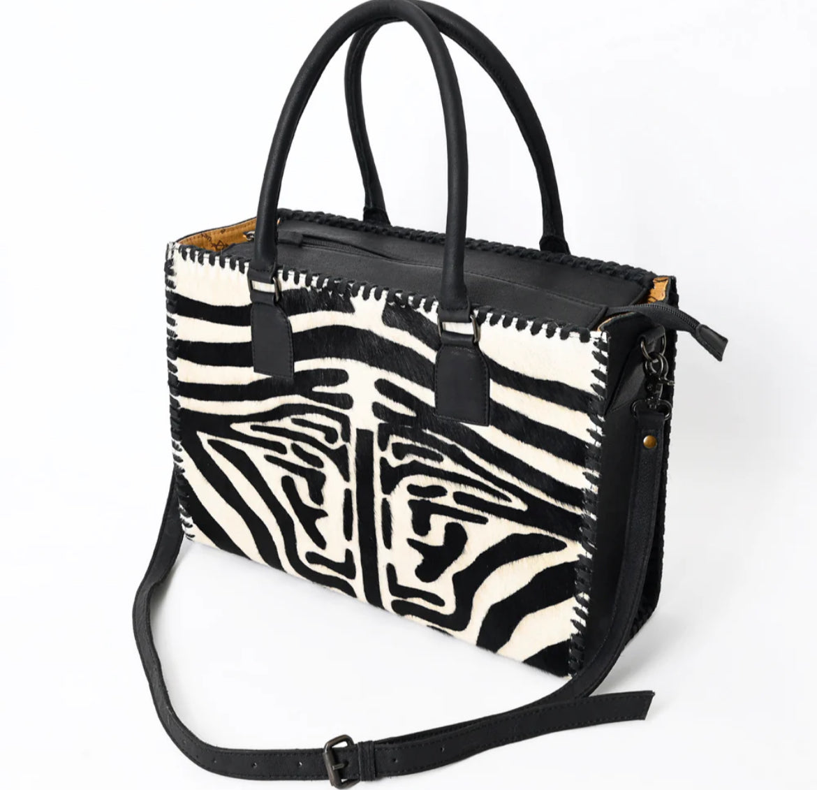 Zebra Tote Hair On Genuine Western Leather Women Bag