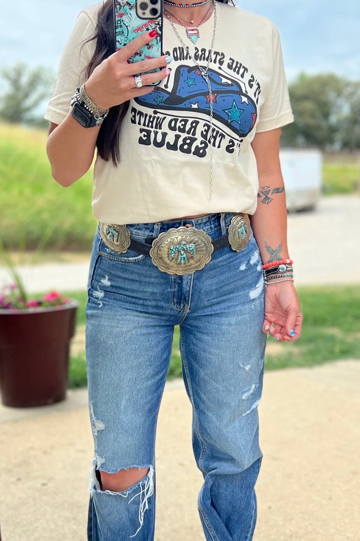 Barboza Thunderbird Turquoise Concho Belt