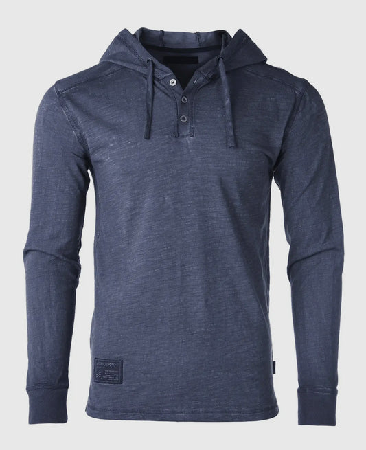 Mens Garment Dyed Casual
Long Sleeve Hoodie Henley