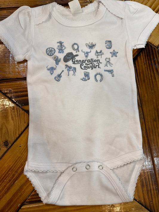 Ranch Raised Arena Raised Infant Girls Generation Cowgirl Onesie