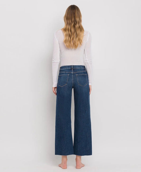Lovervet Tummy Control Mid Rise Dark Wash Wide Leg Jeans