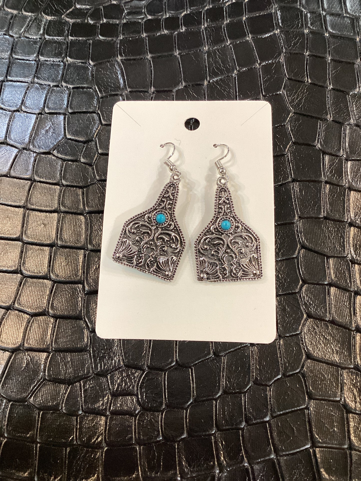 Faux Turquoise and Silver Earrings