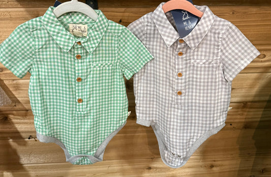 Me & Henry London Checkered HELFORD PLAID WOVEN ONESIE 12 -18 mo