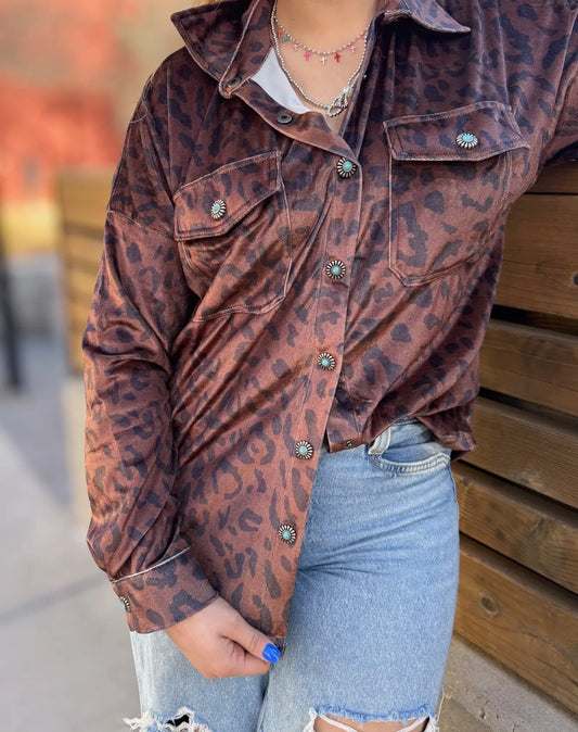 Leopard Lady Button Up