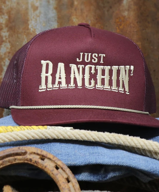 Maroon and Gold Just Ranchin Rope Cap