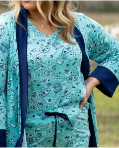 Well Behaved Women Paisley V-Neck Pajama Top, Pants, Shorts