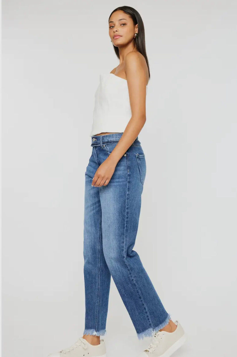 KanCan Jeans HIGH RISE SLIM PLEATS STRAIGHT