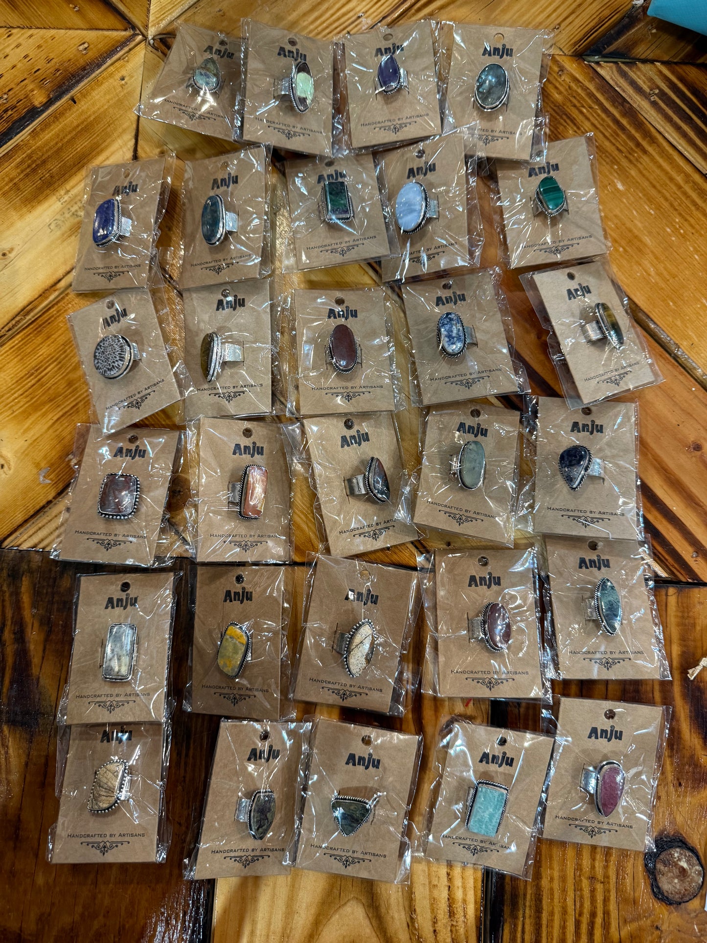 Kasha Semiprecious Adjustable Stone Rings Mutiple Stones Available