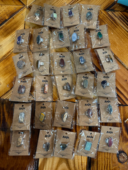 Kasha Semiprecious Adjustable Stone Rings Mutiple Stones Available