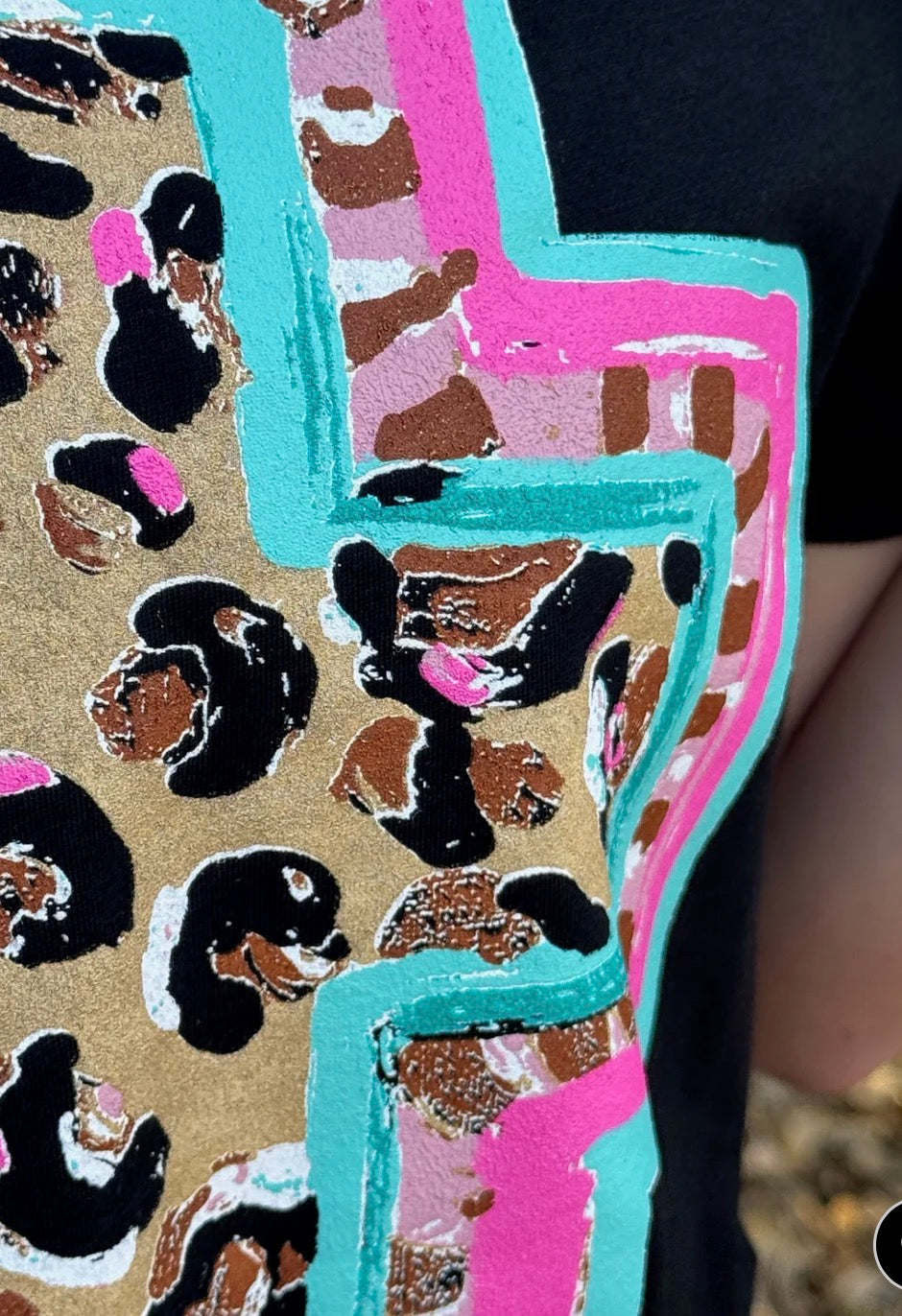 Callie Ann Stelter Spring Time Leopard Cross Tee