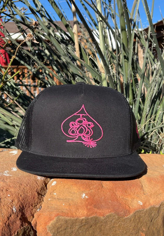 888 Spade”- Black with Pink 888 Spade Snapback Cap