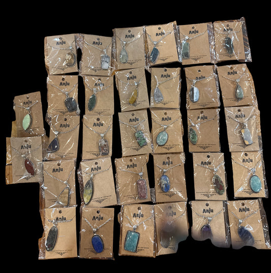 Kasha Semiprecious Drop Pendant Large Stone Necklace Mutiple Stones Available