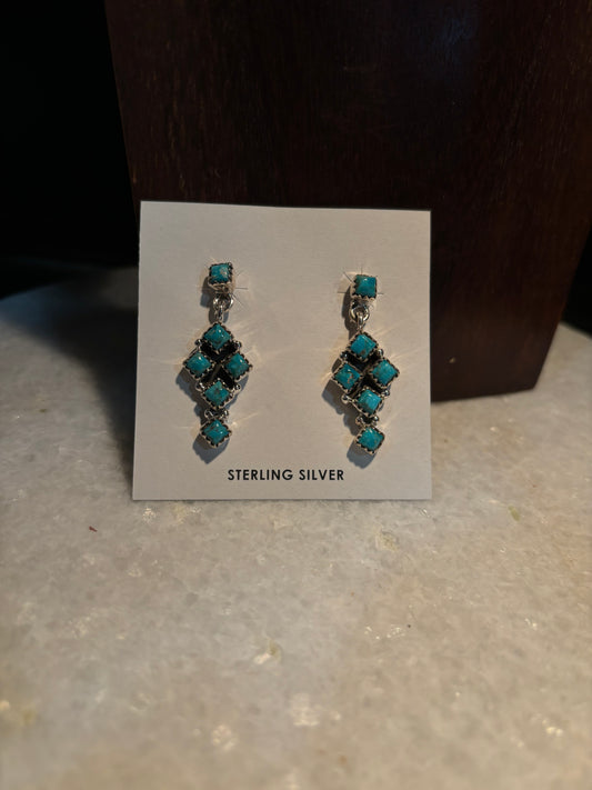 Authentic Handmade Sterling Silver Kingman Turquoise Earring