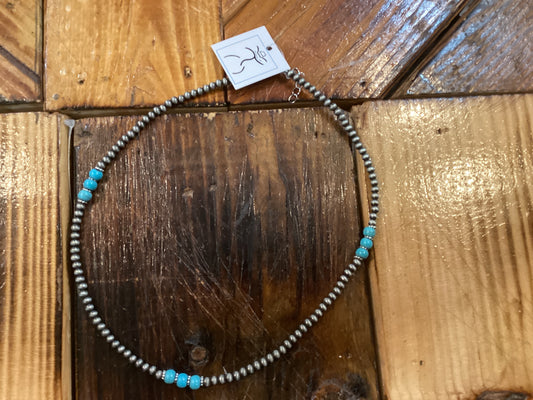 Faux Pearl and Turquoise Necklace