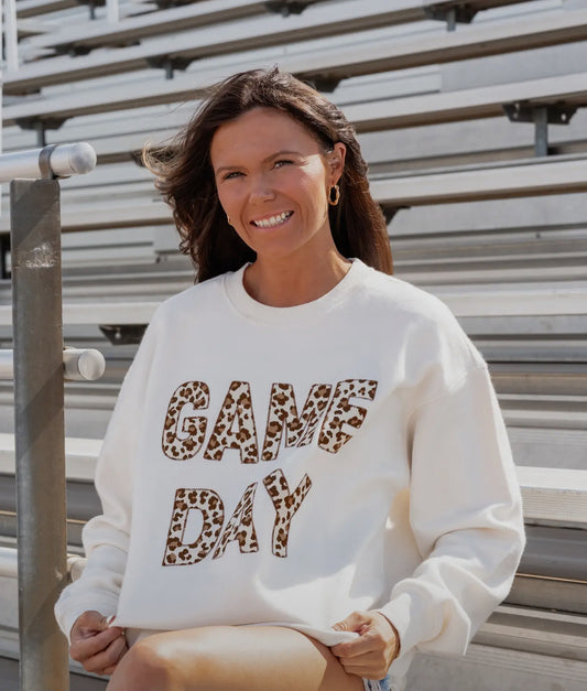 Game Day Animal Print Appliqued Poncho Sweatshirt