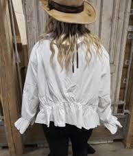 A Rare Bird White Cotton One Size Ruffle Shirt o/s