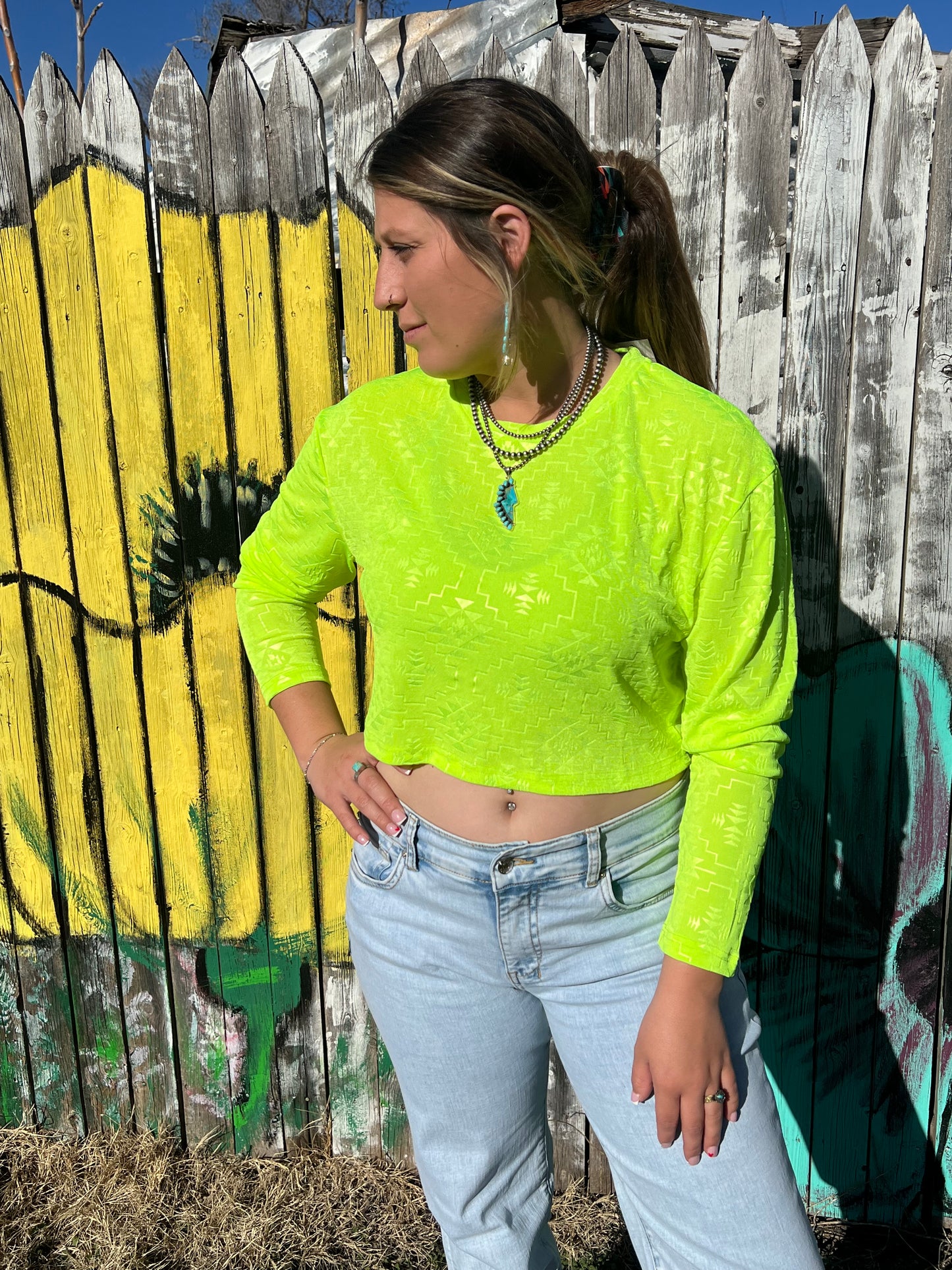 Neon Yellow Mesh Crop Top