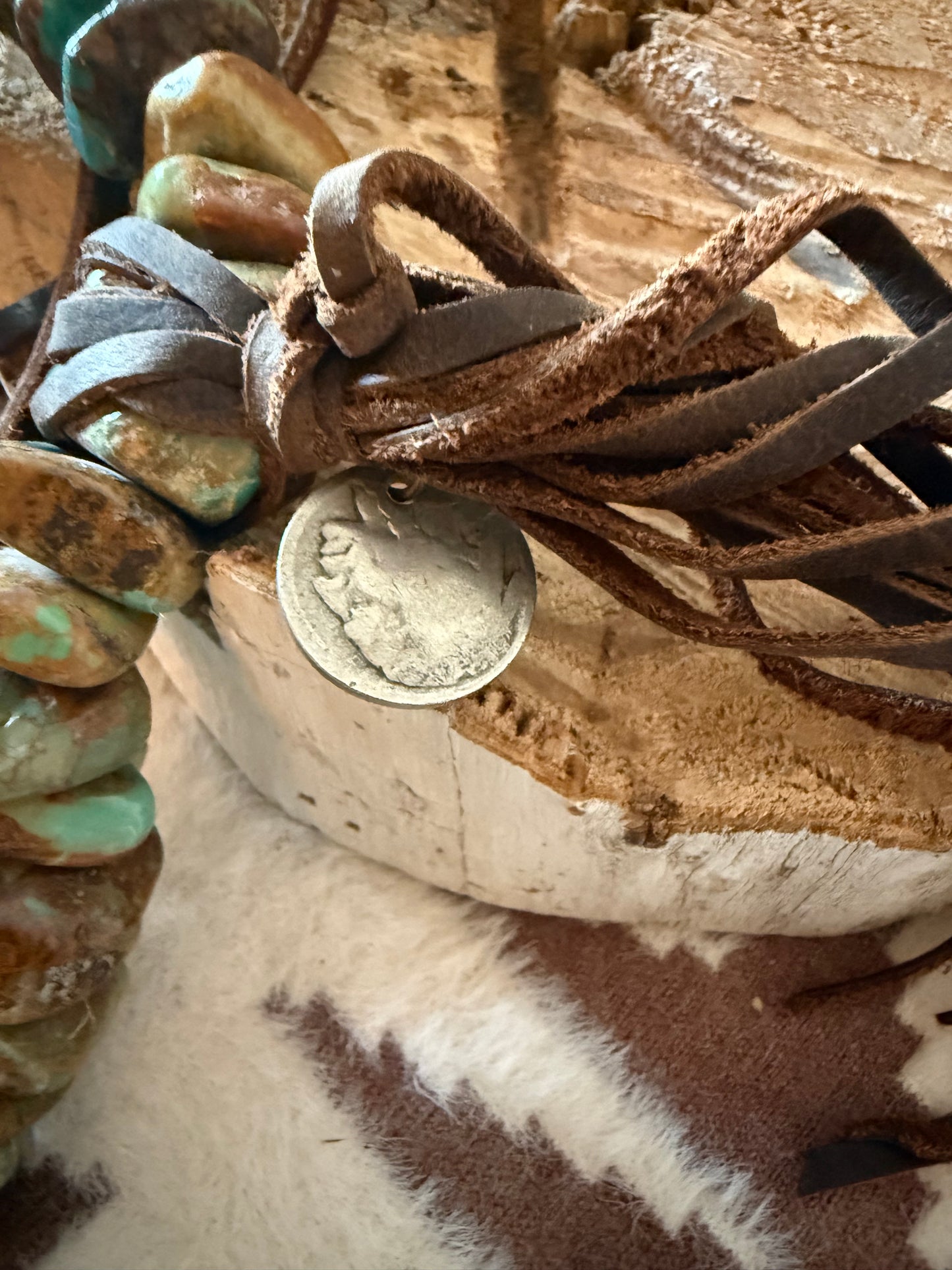 Authentic Turquoise Nugget & Buffalo Nickel Concho Necklace