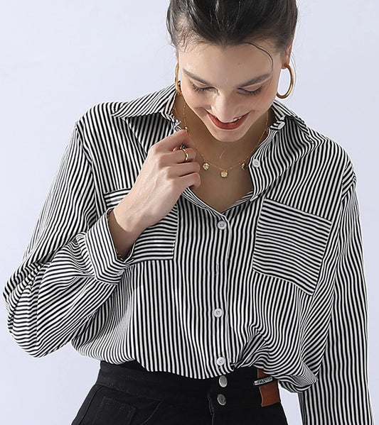 Striped Button Down Two Pocket