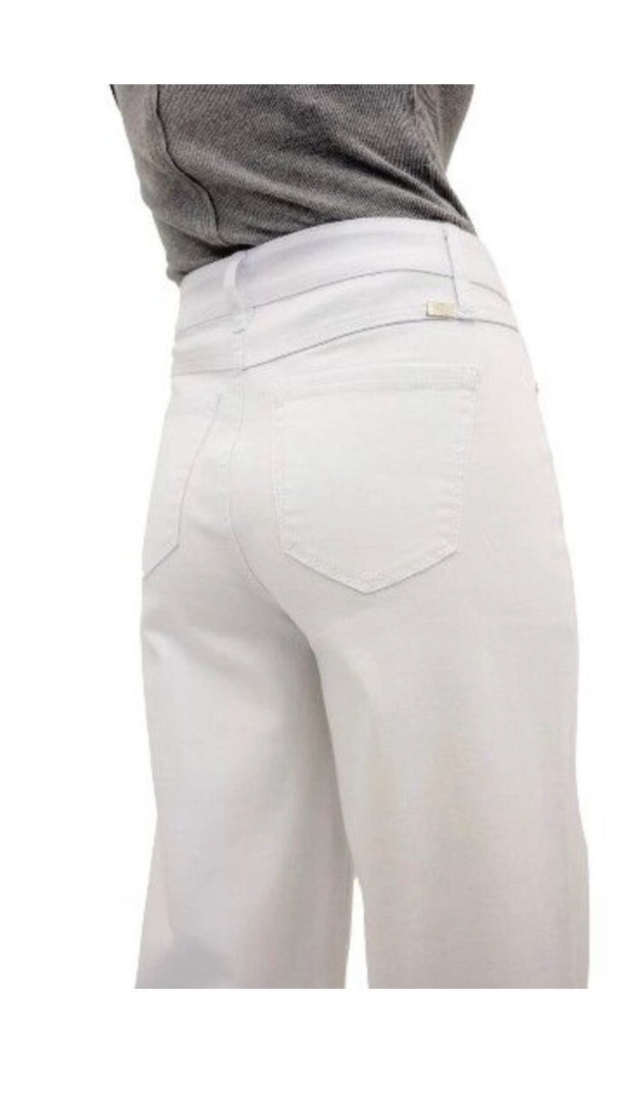 1822 - 32” High Rise Slim Wide Leg w/ Clean Finished Hem White