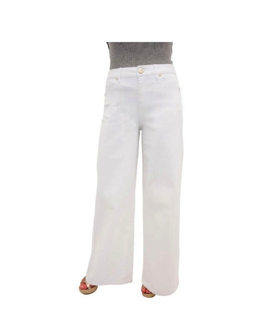 1822 - 32” High Rise Slim Wide Leg w/ Clean Finished Hem White