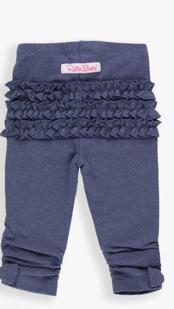 RuffleButts Baby Ruched Bow Ruffled Capri Leggings