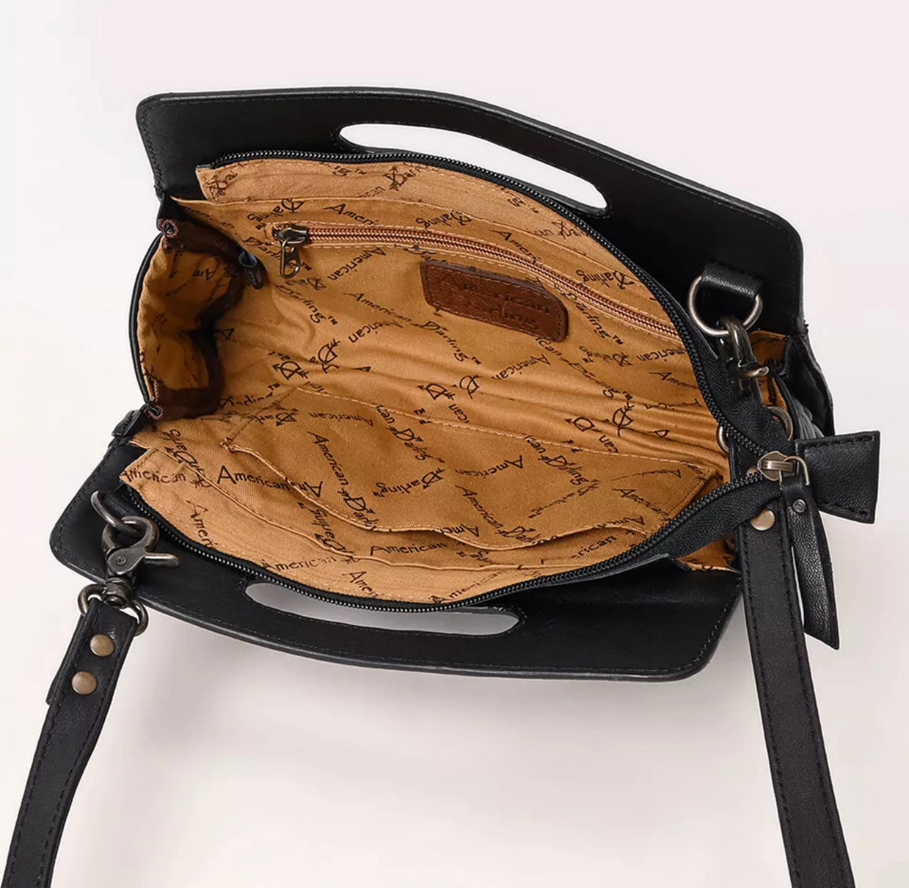 American Darling - Black Quilted Clutch Hand Tooled Genuine Leather women bag western Bag