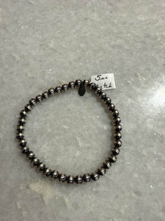 Navajo Pearl Stretch Sterling Silver Bracelet 5mm
