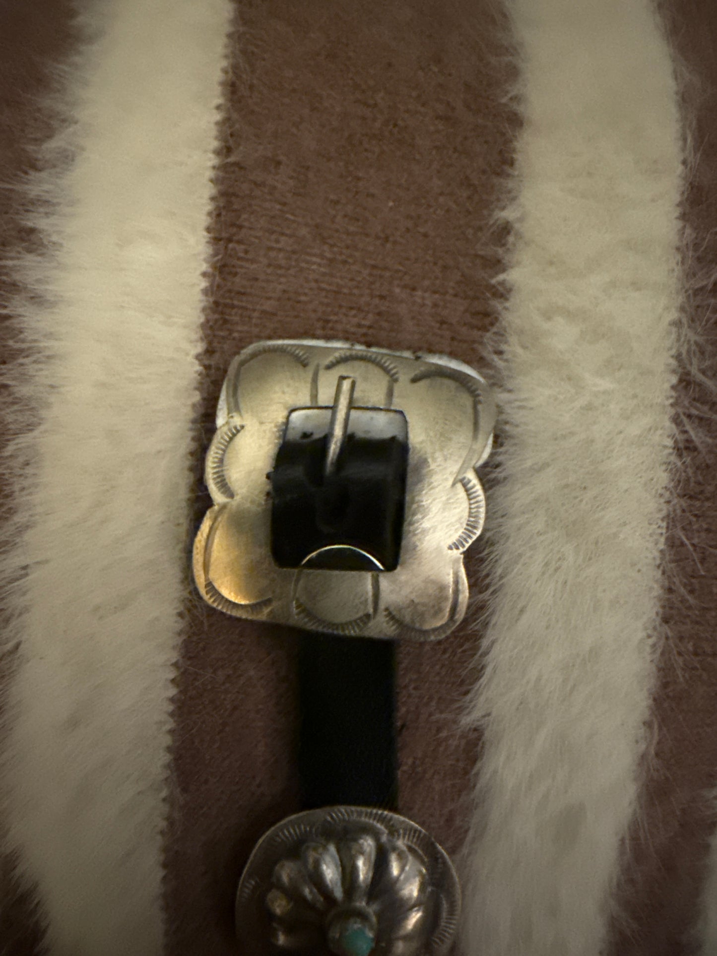 Joan Begay Leather Handmade Concho Navajo Buckle Bracelet