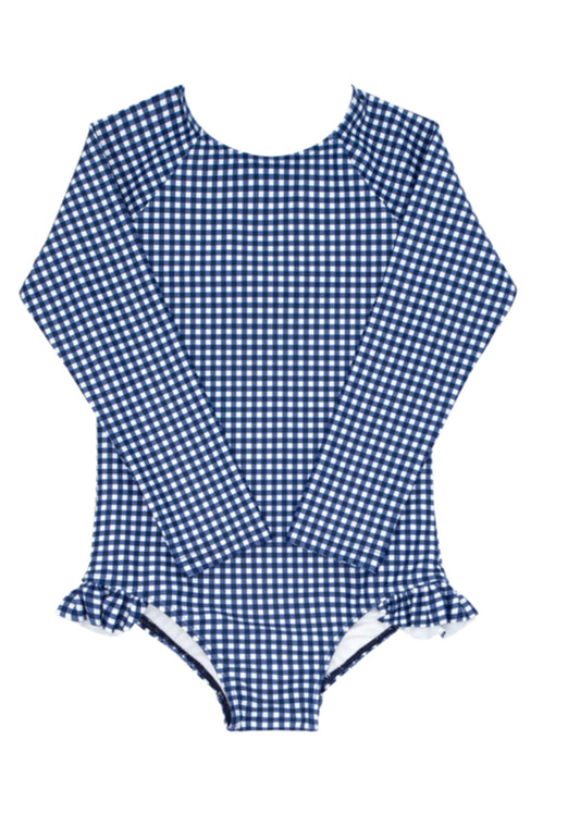 RuffleButts® Baby/Toddler Girls Rash Guard Short Sleeve 2-Piece Swimsuit Set - Polka Dot Bikini with UPF 50+ Sun Protection 18-24m