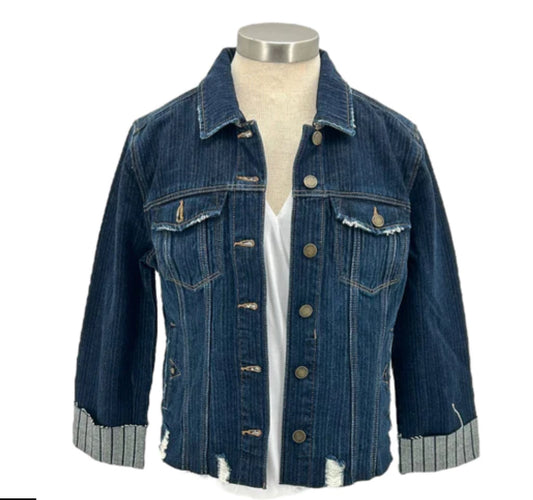 Liverpool Fray Hem and Cuffed Denim Jacket