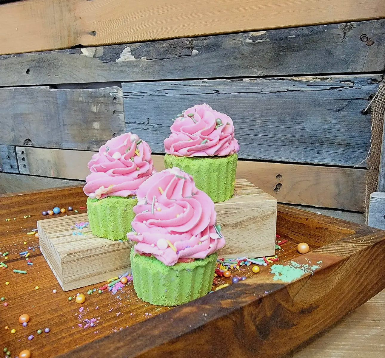 Bubble Bath Bomb, Cupcake-- Pink & Green--