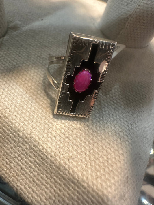 Navajo Handmade Pink Opal Ring - Felix Perry