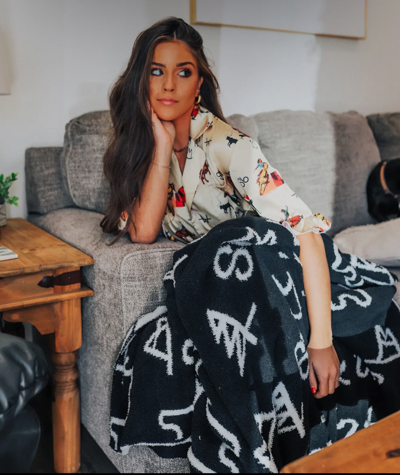 Black Brand Throw CozyBlanket