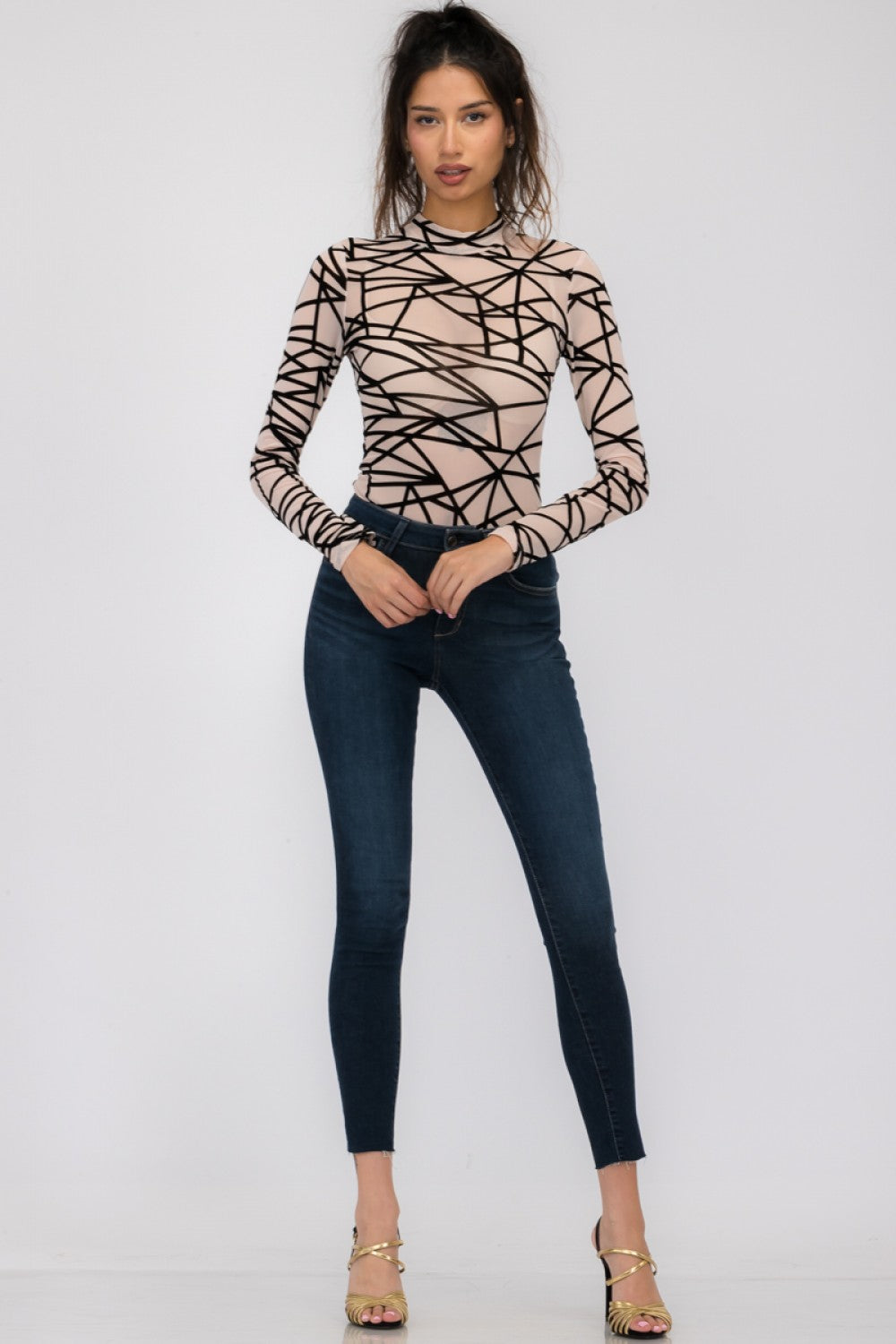 ABSTRACT LONG SLEEVE BODYSUIT