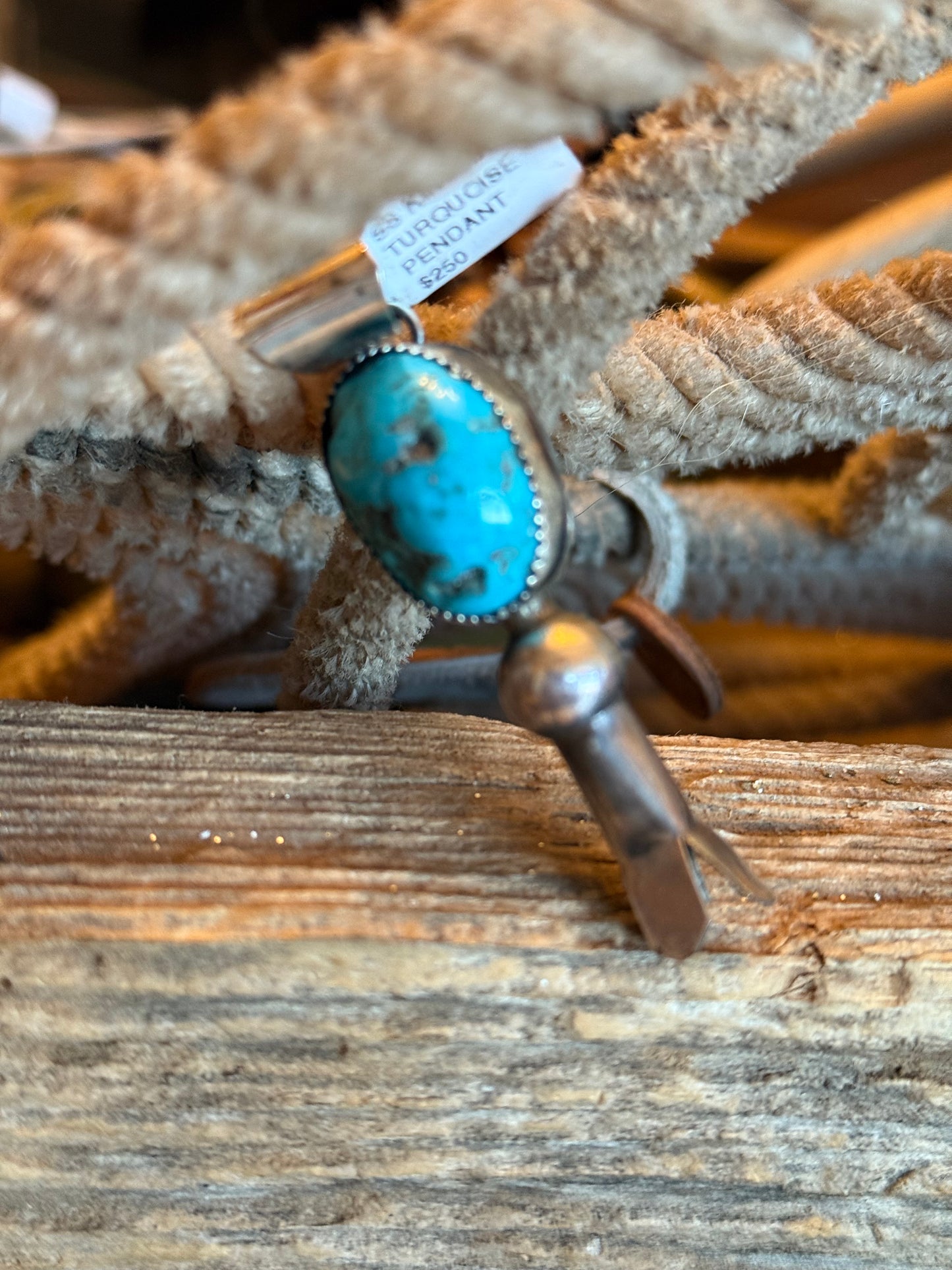 Tia Long Navajo HandMade .925 Kingman Turquoise Blossom Pendant